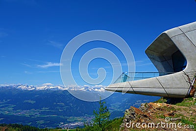 Messner Mountain Museum, Plan de Corones mountain: Modern structure, created by Reinhold Messner, designed by Zaha Hadid,and Editorial Stock Photo