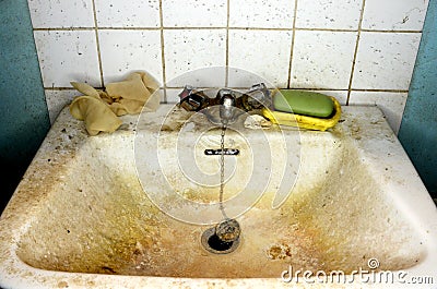 Messy bathroom sink Stock Photo