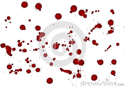 Messy blood blot, red drops on white background. Vector illustration, maniac style Vector Illustration