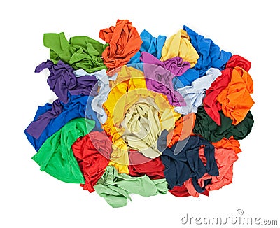 Messy colorful clothes from above Stock Photo