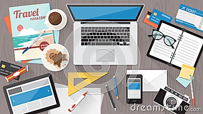 Messy desk Vector Illustration