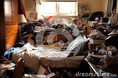 messy dirty room. compulsive hoarding disorder. mental health problems Stock Photo