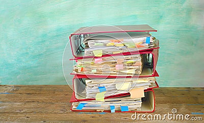 Messy file folders Stock Photo