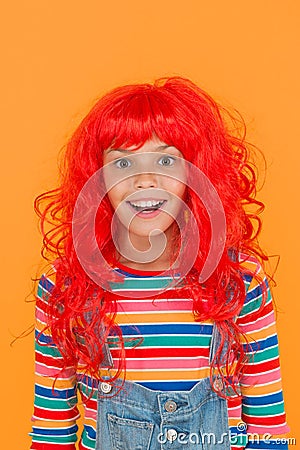 Messy hairstyle. Kid cheerful smiling happy redhead girl. I am ginger and proud of it. Redhead stereotypes. Redheads are Stock Photo