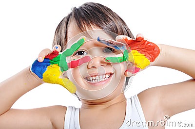 Messy hands, childhood Stock Photo