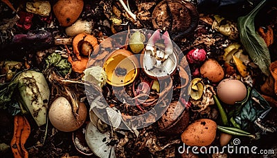 A messy heap of unhygienic seafood and organic vegetables generated by AI Stock Photo