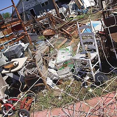 Messy junk in junkyard. Stock Photo