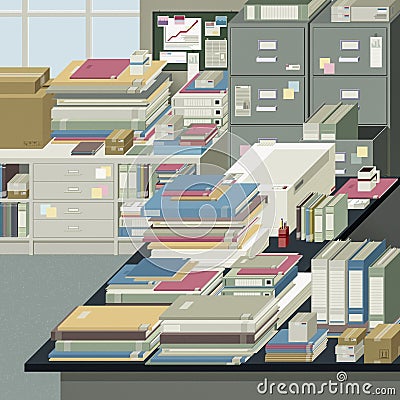 Messy office Cartoon Illustration
