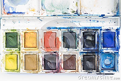 Messy paintbox Stock Photo