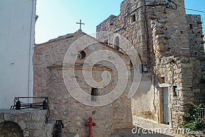 Mesta Village street view in Chios Island Stock Photo