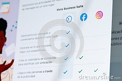 Meta Business Suite capability Editorial Stock Photo