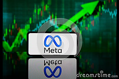 Meta company on stock market. Meta facebook financial success and profit Editorial Stock Photo