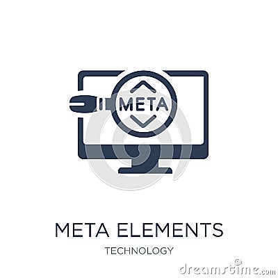 Meta Elements icon. Trendy flat vector Meta Elements icon on white background from Technology collection Vector Illustration