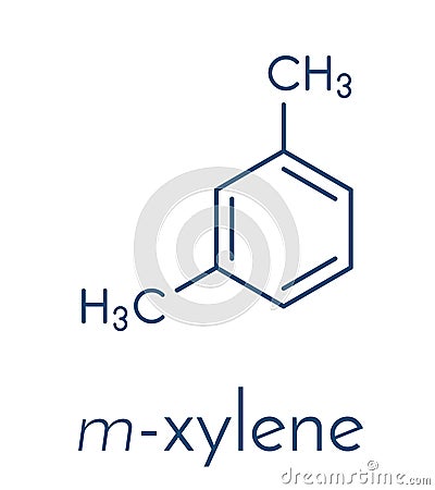 Meta-xylene m-xylene aromatic hydrocarbon molecule. Skeletal formula. Vector Illustration
