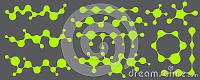 Metaball connected blobs shapes in pattern. Vector morphed fluid and circles symbol. Circular balls in grid. Abstract Vector Illustration