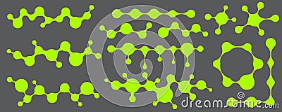 Metaball connected blobs shapes in pattern. Vector morphed fluid and circles symbol. Circular balls in grid. Abstract Stock Photo