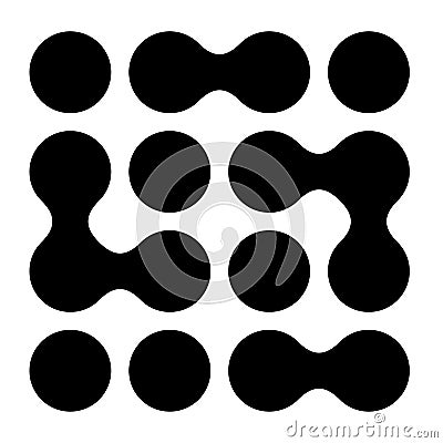 Metaball, connected dots, circles pattern, texture element Vector Illustration