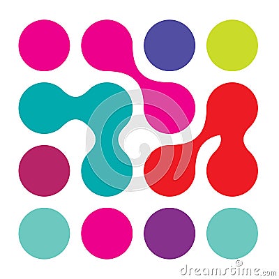 Metaball, connected dots, circles pattern, texture element Vector Illustration