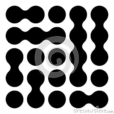 Metaball, connected dots, circles pattern, texture element Vector Illustration