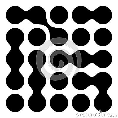 Metaball, connected dots, circles pattern, texture element Vector Illustration