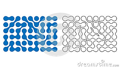 Metaball pattern point movement connected round blobs transition metaballs. Connected fluid drops amorphous organic molecules. Vector Illustration