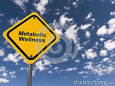 metabolic wellness traffic sign on blue sky Stock Photo