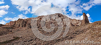 Metajna, island of Pag. Mountain range on famous Beritnica beach in stone desert amazing scenery aerial view, Dalmatia region of Stock Photo