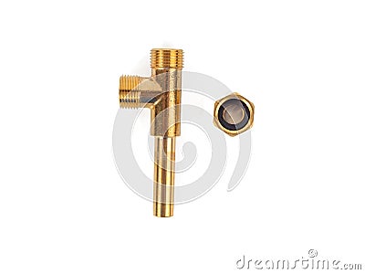 Metal adapter for water hose isolated on white background. Stock Photo