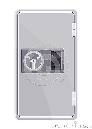 Metal armored safe door. Reliable data protection. Deposit box icon. Protection of personal information. Bank vault door Vector Illustration