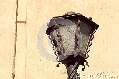 Metal artistic beautiful street lamp Stock Photo