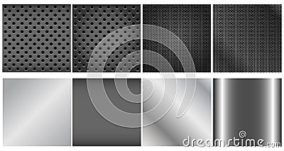 Metal backgrounds set Vector Illustration