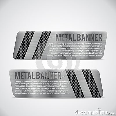 Metal banner black grille eps 10 Vector Illustration