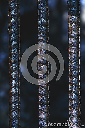 Metal bars in wet and rusty condition. Close up of a jail cells Stock Photo