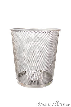 Metal basket with crumple paper Stock Photo