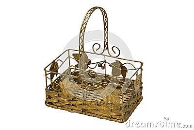 Metal basket isolated Stock Photo