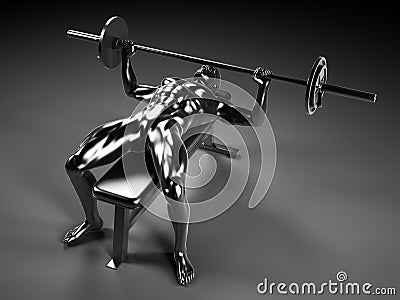 Metal bench press Cartoon Illustration