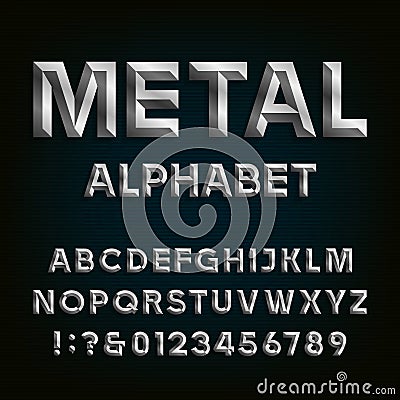Metal Beveled Font. Vector Alphabet. Vector Illustration