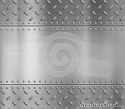 Metal blank polished plate with rivets and pattern Vector Illustration