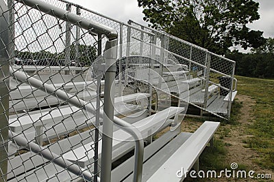 metal bleachers, stadium seating local ballparks Stock Photo