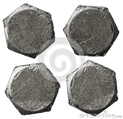 Metal bolt heads set isolatedbackground on white Stock Photo