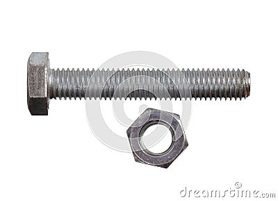 Metal bolt with nut Stock Photo