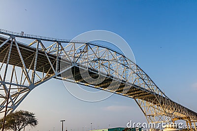 A Metal Bowstring Bridge on the Texas Coast. Stock Photo