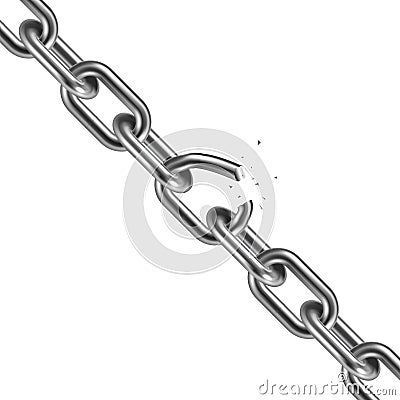 Metal broken chain 3D. Freedom concept Vector Illustration