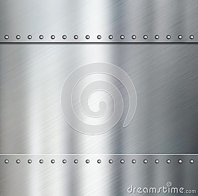 Metal brushed steel plates with rivets 3d illustration Stock Photo