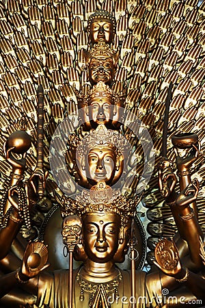 Metal budha statue in the pagoda Stock Photo