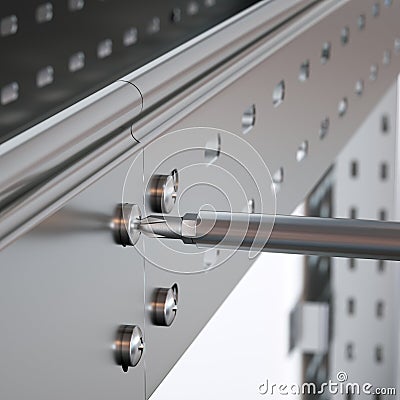 Metal cable tray assembling Stock Photo