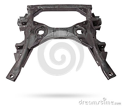 metal car subframe on a white isolated background. catalog of spare parts for vehicles Stock Photo