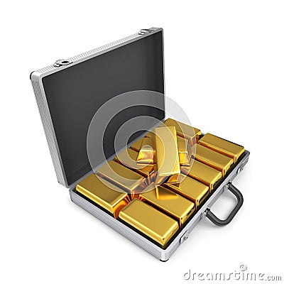 Metal case with gold bars. Stock Photo