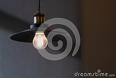 metal ceiling lamp lighting blubs concept interior Stock Photo