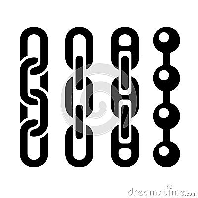 Metal chain parts icons set on white background. Vector Illustration